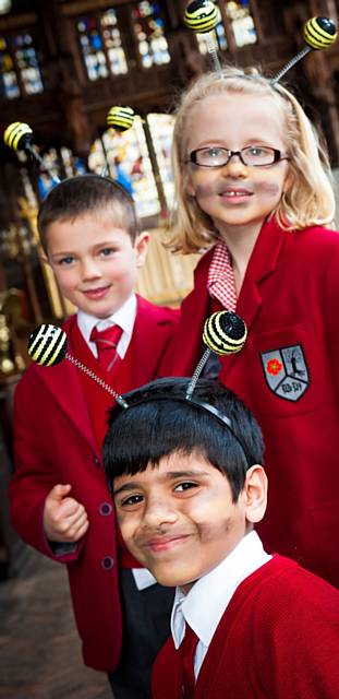 BUZZING -  Atiq at the front, Joseph & Sophie enjoy dressing up as bees