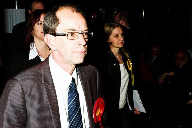 Local Election 2012 - A pensive Council Leader Colin Lambert during the power cut