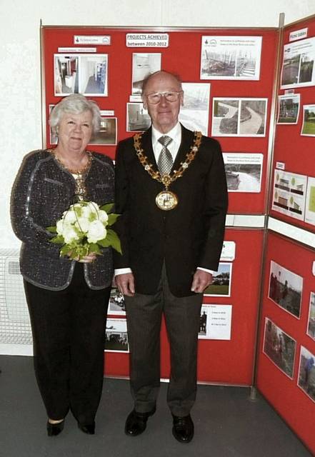 The Mayor, Cllr. James Gartside and his Mayoress, Cllr Jane Gartside inside the Springfield Park Jubilee room 