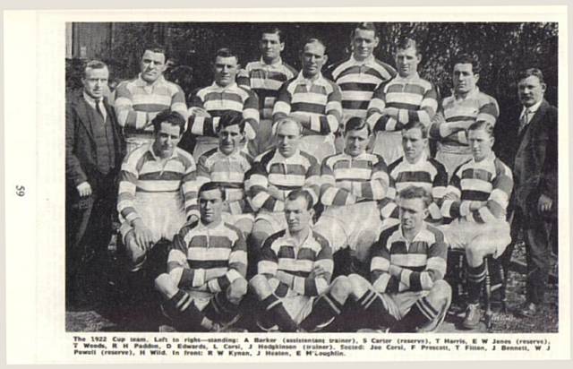 1922 Rugby League Challenge Cup winning team. Picture taken from the 1971 Hornets Centenary Booklet
