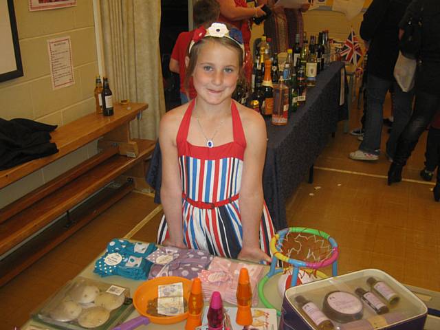 Lucy on the bric-a-brac stall