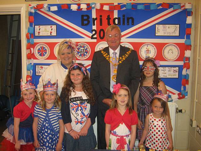 The Mayor and Mayoress of Whitworth attended the Jubilee buffet lunch with the children