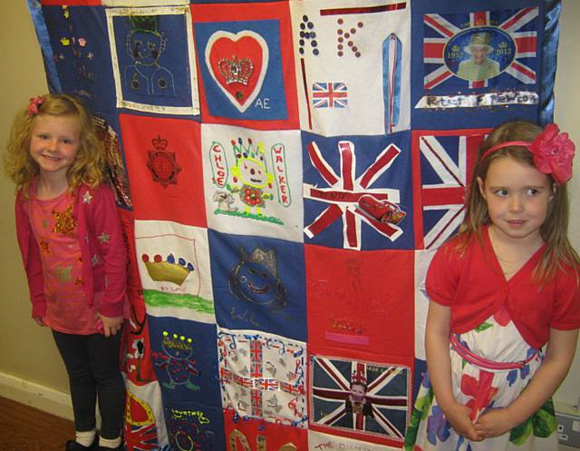 Ferne and Grace with the wall hanging, felt from Anglo Felt, Whitworth