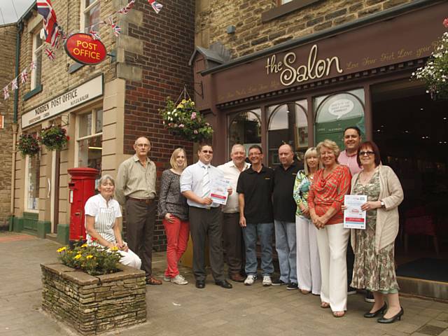 Some of Norden’s many independent retailers along with NEEVA Chairman, Peter Winkler and Norden Ward Councillor, Ann Metcalfe