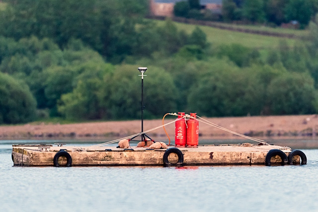 The Jubilee Beacon pontoon at Hollingworth Lake prior to the beacon being lit