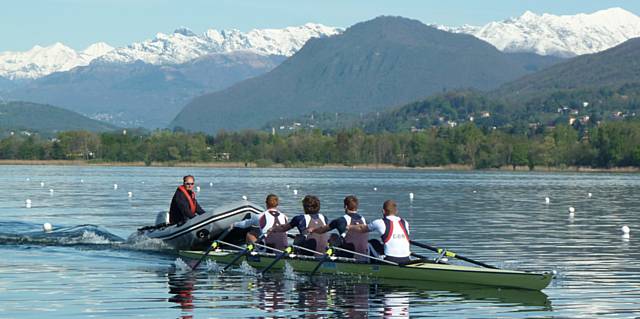 Mark coaching the quad at training camp on Lake Varese, Italy
