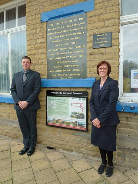 Iain Woodhead and Janet Green from Kilpatricks Funeral Services Littleborough Station