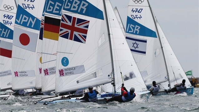 Luke Patience and Stuart Bithell of Great Britain compete in the men's 470 Sailing 
