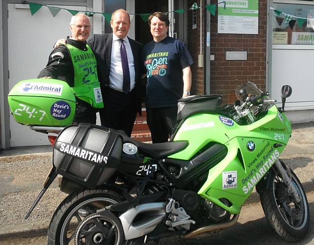 As part of Samaritans’ annual awareness day 24:7, David Exley was welcomed by Simon Danczuk, MP for Rochdale and a volunteer  