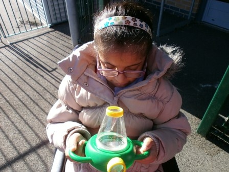 Pupil from Springside School on a mini beast hunt 