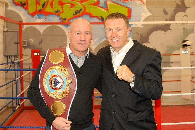 Mick Mulchay from Wildhouse Boxing Gym at the fundraising event with boxer Steve Collins 