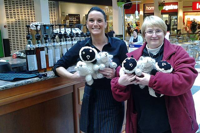 Katrina from Coffee Options with Margaret Smith, Town Centre Chaplain and the Wooly Sheep 