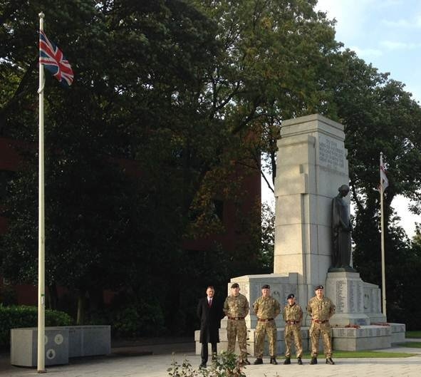 Soldiers from 202 Field Squadron Royal Engineers, based in Failsworth at Heywood memorial garden