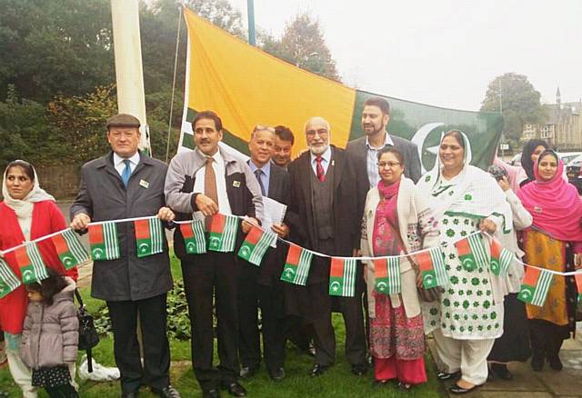 Kashmir Flag Hoisting Ceremony at Rochdale Town Hall with Simon Danczuk MP, Cllr Amna Mir and Cllr Surinder Biant