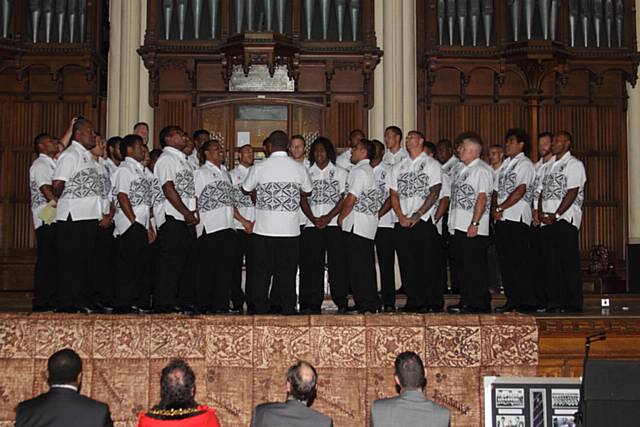 The Fijian squad performed a rousing rendition of Qo Na noqu masu