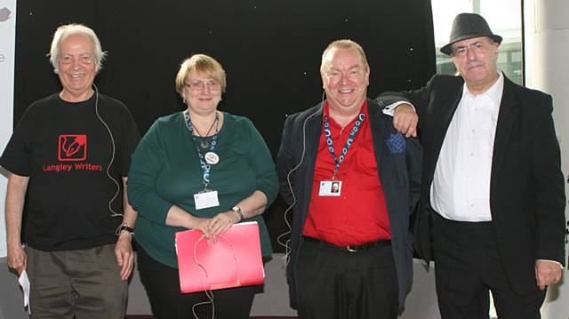 Robin Parker, Town Centre Chaplin Margaret Smith and librarian Ray Stern, writer and festival compare Norman Warwick