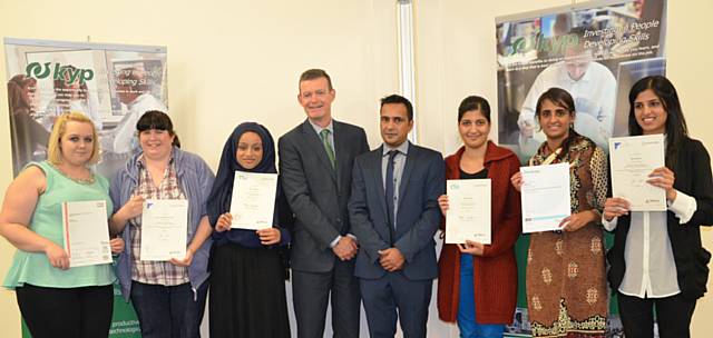 Jim Taylor RMBC and Zulf Ahmed with Apprenticeship Students