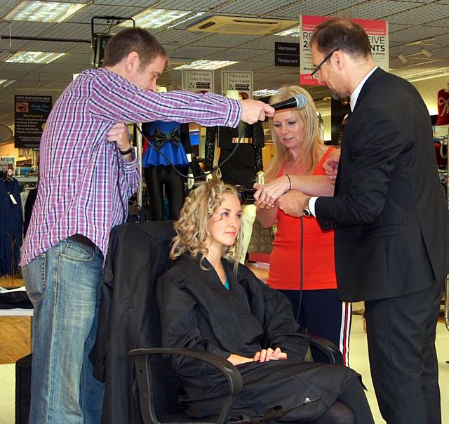 The public took part in the demonstrations with Greg Couzens (right) using ladies from the audience as styling assistants