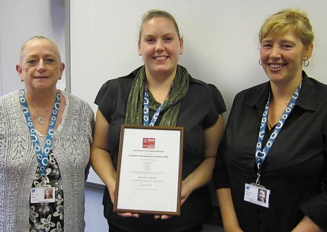 Julie Skelton, Keally George and Shirley Murphy from the council’s Facilities Management team with a bronze award for providing healthy and nutritious school meals in the borough