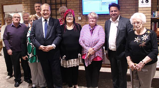 Jack McCann Court residents association committee members at the celebration evening, with RBH Engagement Officer Steve Edwards, Rochdale MP Simon Danczuk and Councillor Iftikhar Ahmed