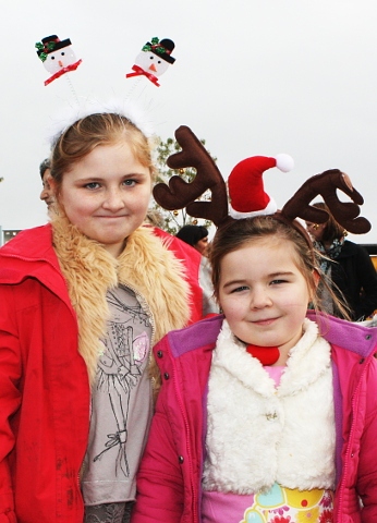 Sophie and Jasmine Green at the Middleton Reindeer Parade