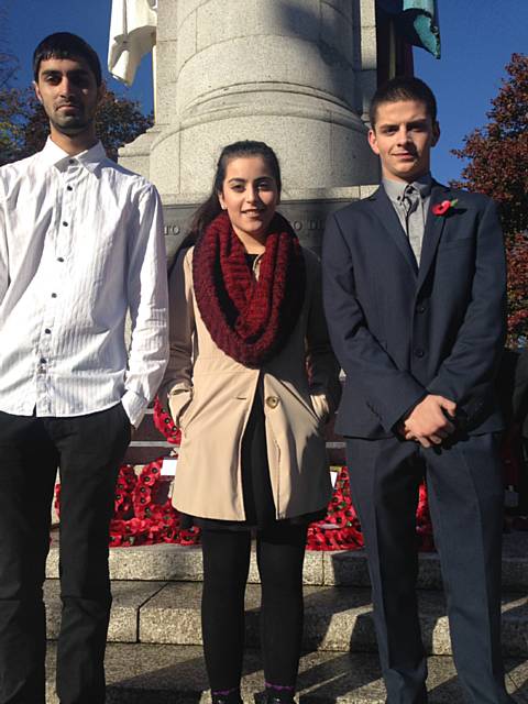 Members of Rochdale Youth Forum toking part in the Remembrance Day Service in Rochdale