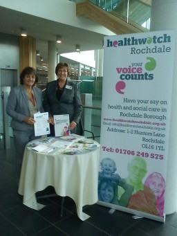 Community engagement officers from Healthwatch Rochdale at a library drop-in session