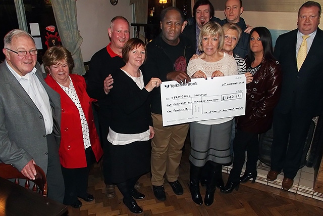 A cheque for £1642.13 was presented to Springhill Hospice