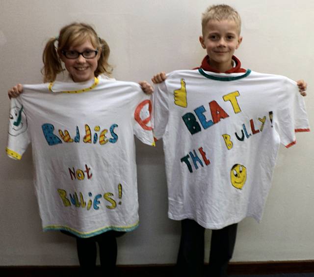 Megan and Christian with their Anti-Bullying designed T-Shirts