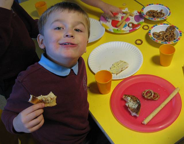 Jake munching on his bread