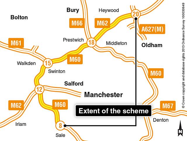 Manchester Smart Motorways map