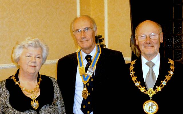 Mayoress, Jane Gartside; President of the Rochdale Rotary Club, David Smithard; Mayor, Jim Gartside