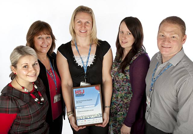 Kat Moklak, R&D co-ordinator; Margaret Tyrrell, R&D administrator; Charlotte Lever, R&D monitor; Katie Doyle, R&D facilitator and Dr Steve Woby, head of R&D at The Pennine Acute Hospitals NHS Trust