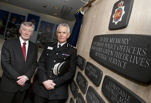 Sir Peter Fahy, Chief Constable for Greater Manchester Police, and Police and Crime Commissioner Tony Lloyd took part in an official removal of plaques commemorating police officers who lost their lives in the line of duty