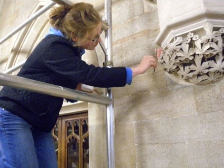 Specialists from Hirst Conservation busy restoring the Town Hall Exchange 