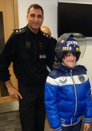 Pupils got the chance to try on riot gear