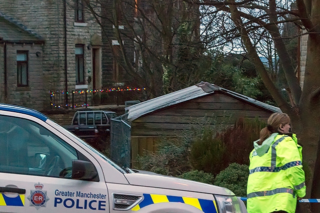 Police at the scene in Littleborough in December 2013