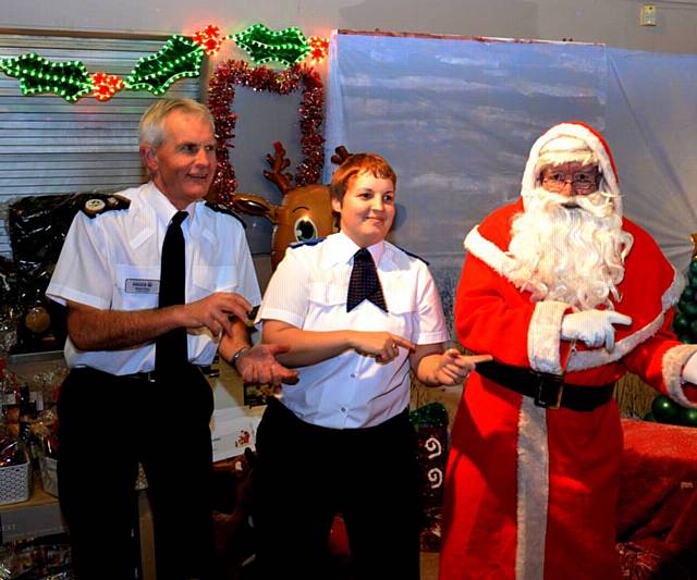 Chief Constable Sir Peter Fahy and Chief Superintendent Annette Anderson joined officers at the Christmas Spirit Project at Cherwell Centre, Heywood