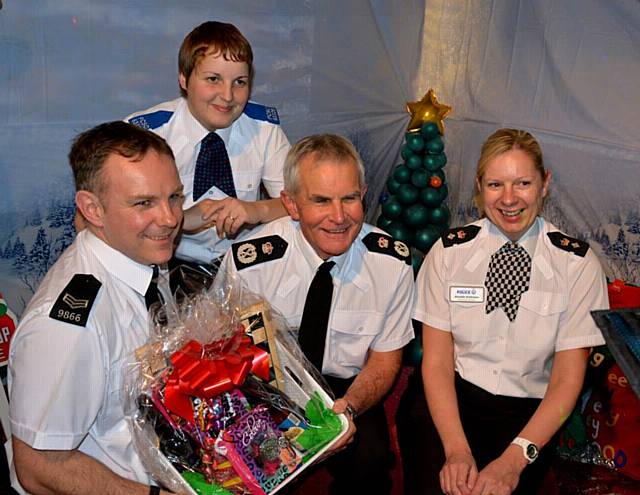 Chief Constable Sir Peter Fahy and Chief Superintendent Annette Anderson joined officers at the Christmas Spirit Project at Cherwell Centre, Heywood