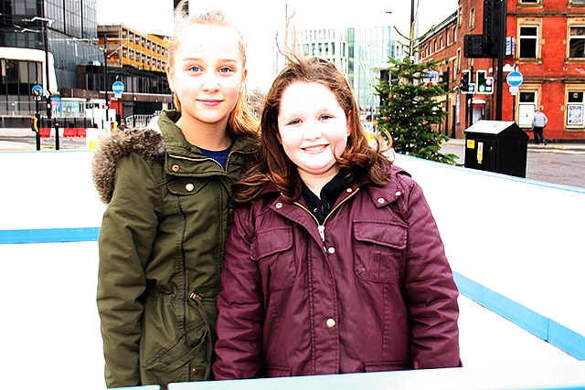 Kelsey Thompson and Lucy Bickerdike ice skating