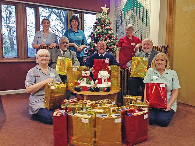 Back: Staff Nurse Debbie Johnson,  Creative Therapist Anwen Maitland Day Care Hairdresser Hazel Mills<br />
Front: Sister Pat Harding, Douglas Smith, Ken Davies, Bernard Percy, Lynne McOwen, Day Care Assistant  