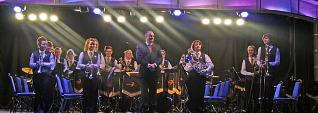 Wardle High School Junior Ensemble at the Butlin’s Mineworkers Open National Brass Band Festival Skegness 2013 where the Junior Ensemble achieved first place