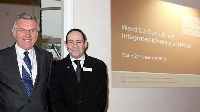 John Saxby, Chief Executive of The Pennine Acute Hospitals NHS Trust, with Sir Howard Bernstein, Chief Executive of Manchester City 
Council