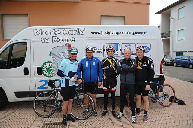 Swapping four wheels for two: The cycling team pedalled from Monaco to Rome to 
raise thousands for Children in Need