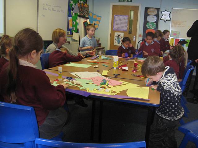 The Three Wise Men activity station - Lomeshaye School, Nelson visit St John with St Michael CE Primary School, Shawforth 