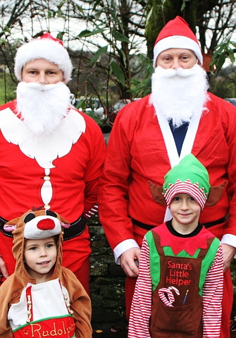 Martin and Harry Wildman and Mike and Alfie Bundie at Springhill Hospice Father Christmas Fun Run