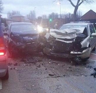 Cars involved in the collision on Roch Valley Way