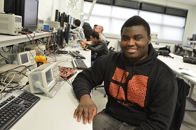 An adult student on the College’s Electronic Engineering course – a subject area that is very popular with adults looking for a change in career