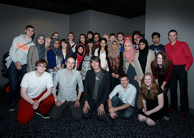 Professor Brian Cox lectures Rochdale students 
