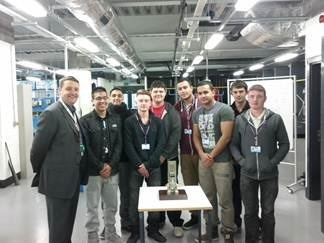 Neil Bainbridge, Centre Director for Technology with some of the Extended Diploma in Engineering Year 2 students that made the mini machines: Aqib Iqbal, 19 from Rochdale, Erfan Qaiser, 20 from Rochdale, Greg Cugunov, 18 from Rochdale, Gavin Rigby, 18 from Rochdale, Aminoor Rahman, 19 from Shaw, Hamas Javed, 20 from Oldham, Robert Jessop,18 from Middleton